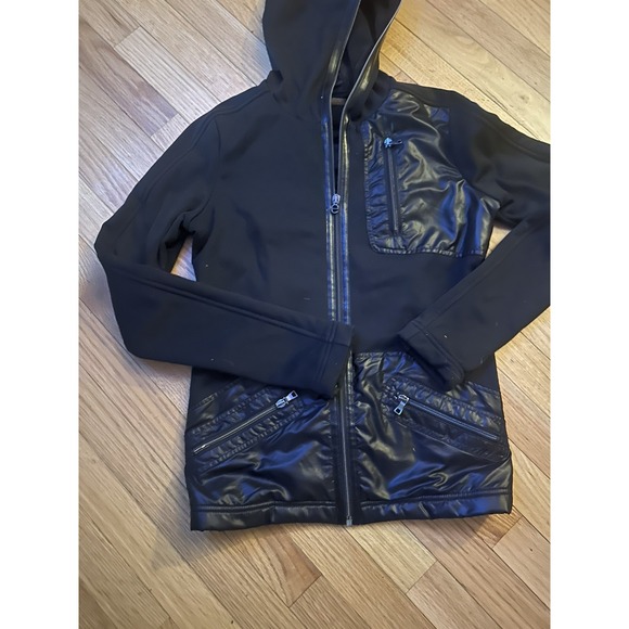 Erin Snow Dani Jacket Black Full Zip Hood Ski faux Leather Hoodie, SHIPS TODAY! - Picture 2 of 4